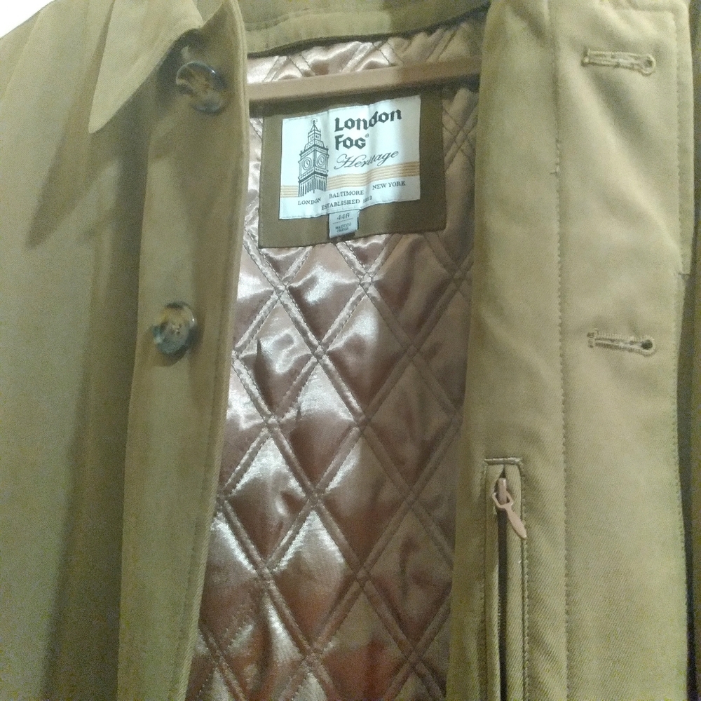 London‎ Fog Men's Tan Rain Coat Trench with Removable Lining 44R
